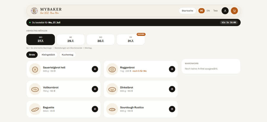 mybaker Online-Shop